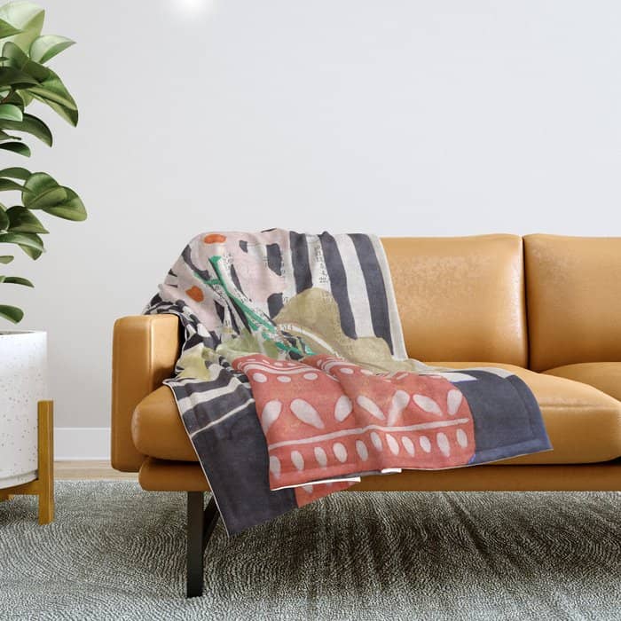 Still Life  With A Vase In Modern Style, Gouache Painting No.13 Throw Blanket