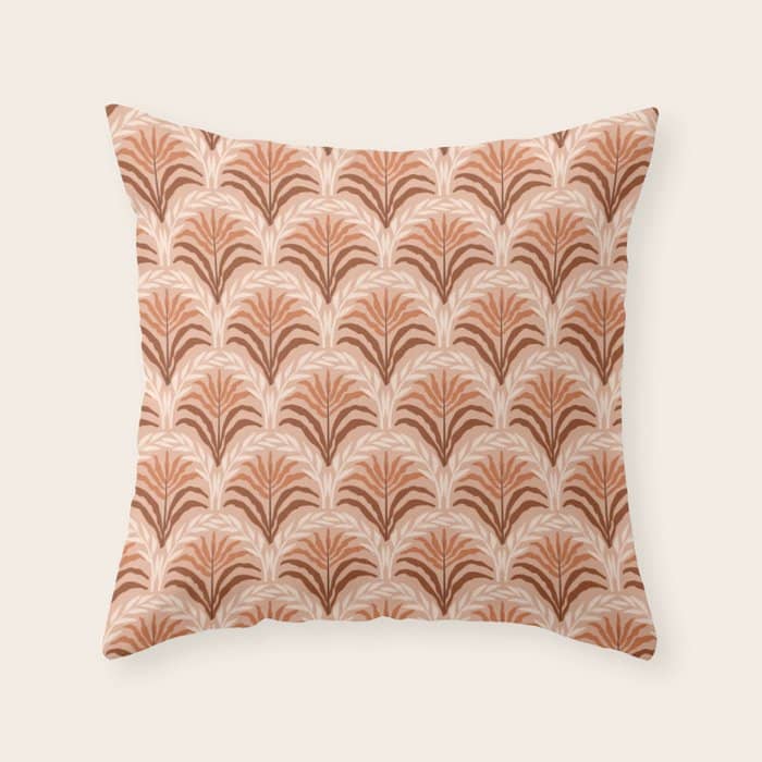 Palm Leaves Arch Pattern - Rust, Terracotta, Clay, Desert, Boho, Ombre Throw Pillow