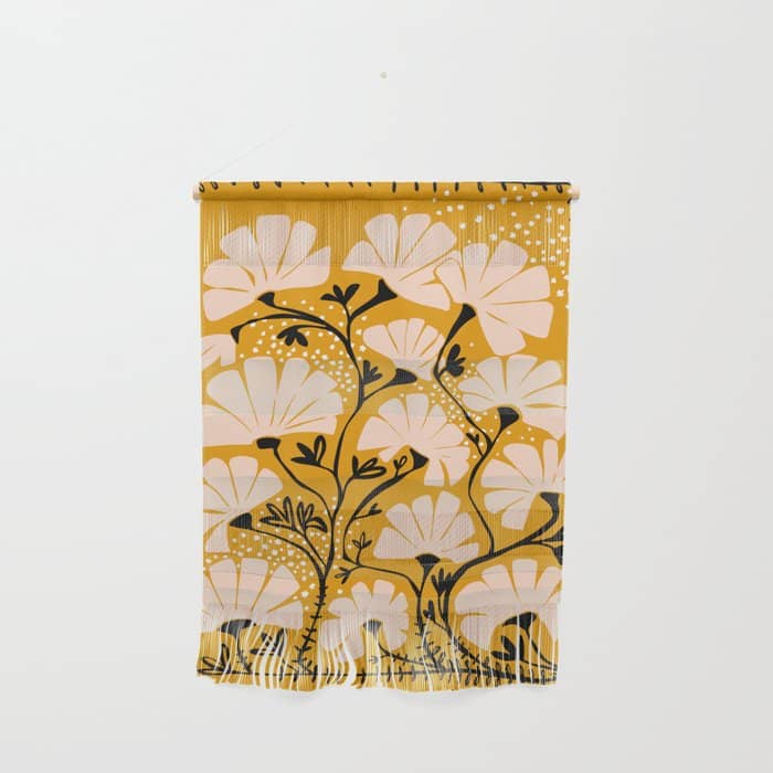 Ever Blooming Good Vibes Mustard Yellow Wall Hanging