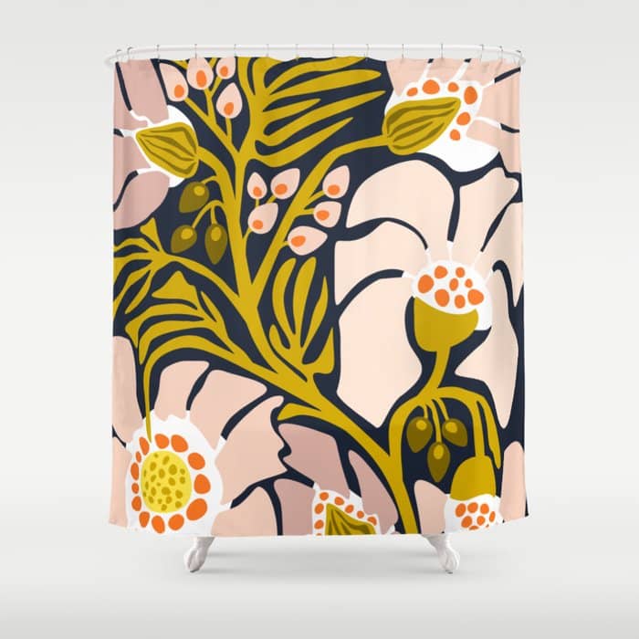 Backyard Flower - Modern Floral Illustration Shower Curtain