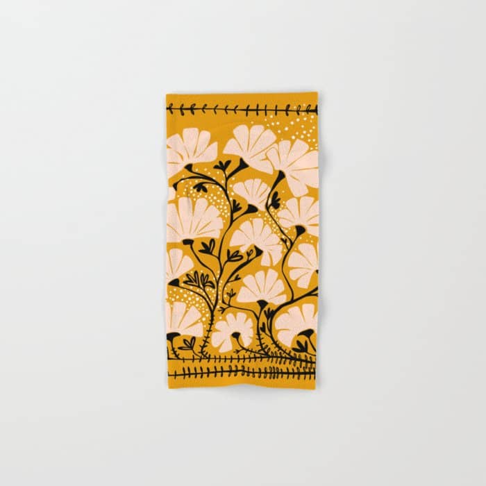 Ever Blooming Good Vibes Mustard Yellow Bath Towel