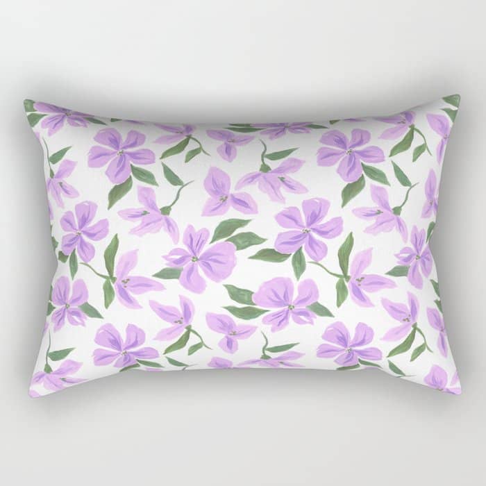 Lilac Gouache Flowers Rectangular Pillow