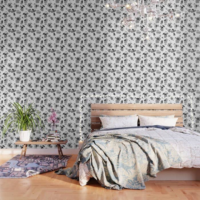Black And White Oriental Pattern Wallpaper