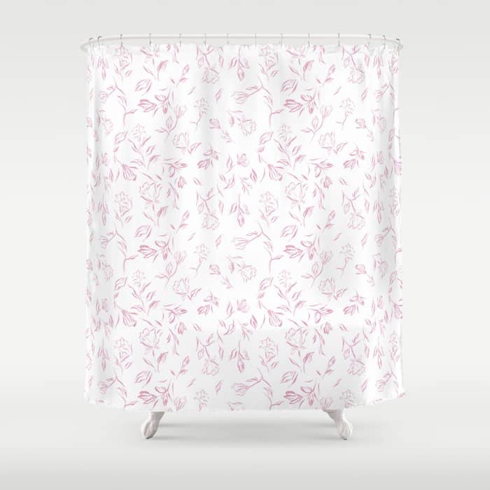 Pink Romantic Wildflowers Shower Curtain