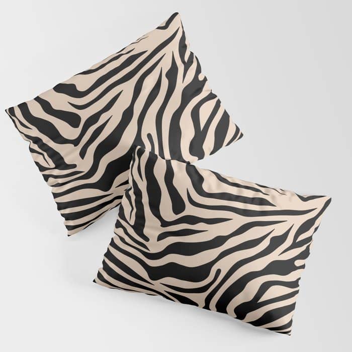 Zebra Print Zebra Stripes Wild Animal Print Zebra Pattern Modern Black And Beige Tan Light Brown Pillow Sham
