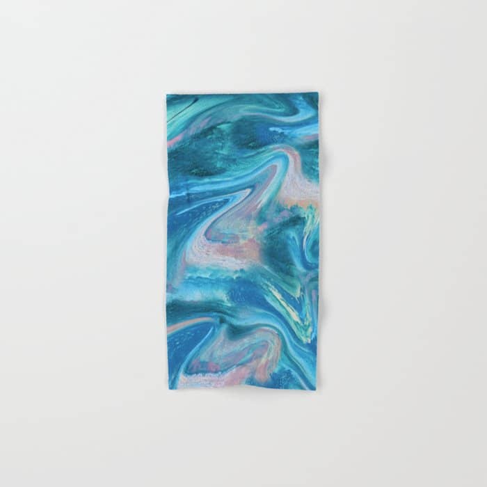 Gemstone [1]: A Melted Abstract Watercolor Design In Blue Pink And Green By Alyssa Hamilton Art  Bath Towel