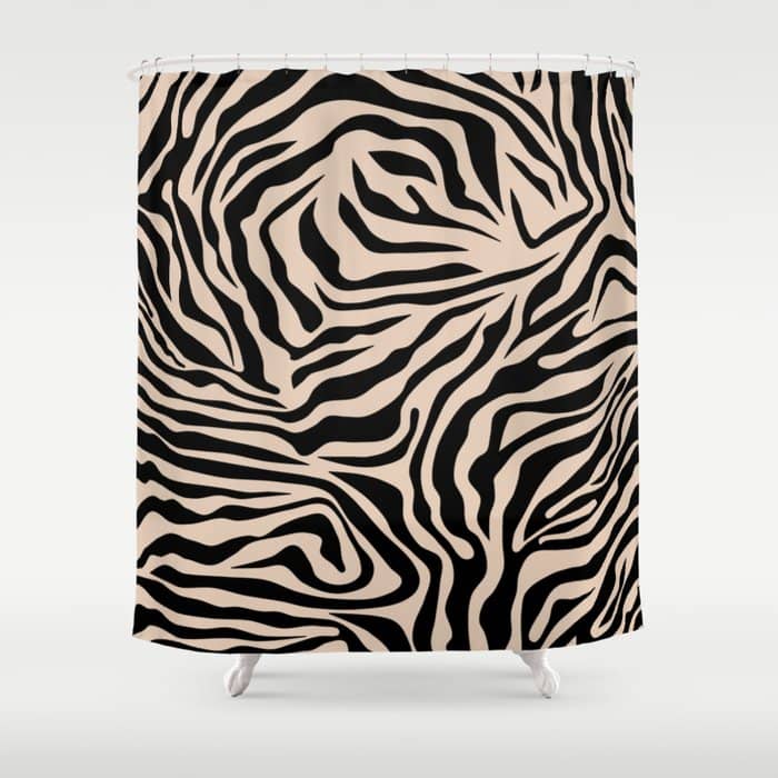 Zebra Print Zebra Stripes Wild Animal Print Zebra Pattern Modern Black And Beige Tan Light Brown Shower Curtain
