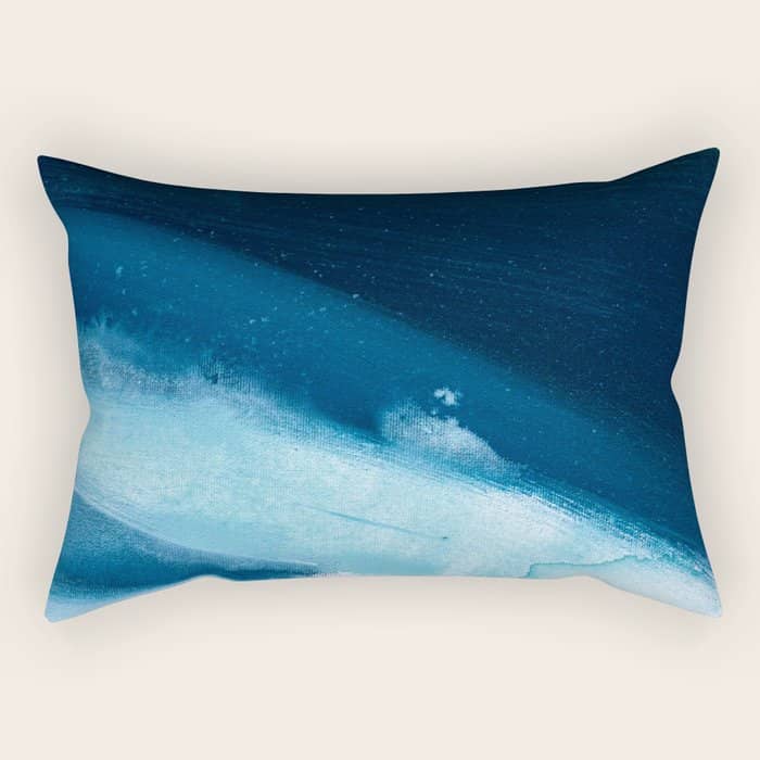 Believe: A Minimal, Abstract Painting In White And Blue By Alyssa Hamilton Art  Rectangular Pillow