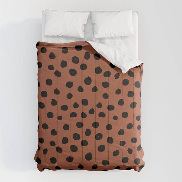 Leopard Print Rust Animal Print Brushstroke Polka Dots Dalmatian Cheetah Spots Boho Decor Minimal Comforter