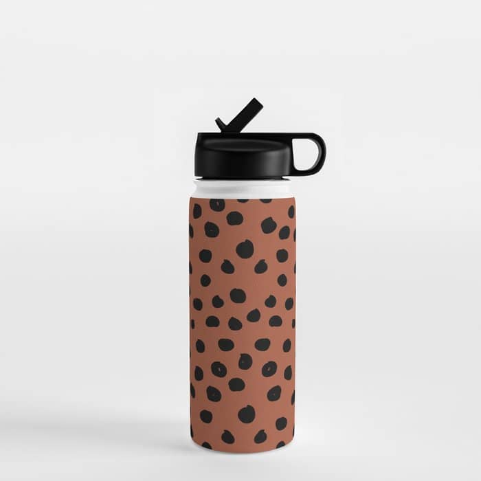 Leopard Print Rust Animal Print Brushstroke Polka Dots Dalmatian Cheetah Spots Boho Decor Minimal Water Bottle