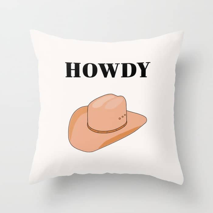 Howdy - Cowboy Hat Neutral Beige Throw Pillow