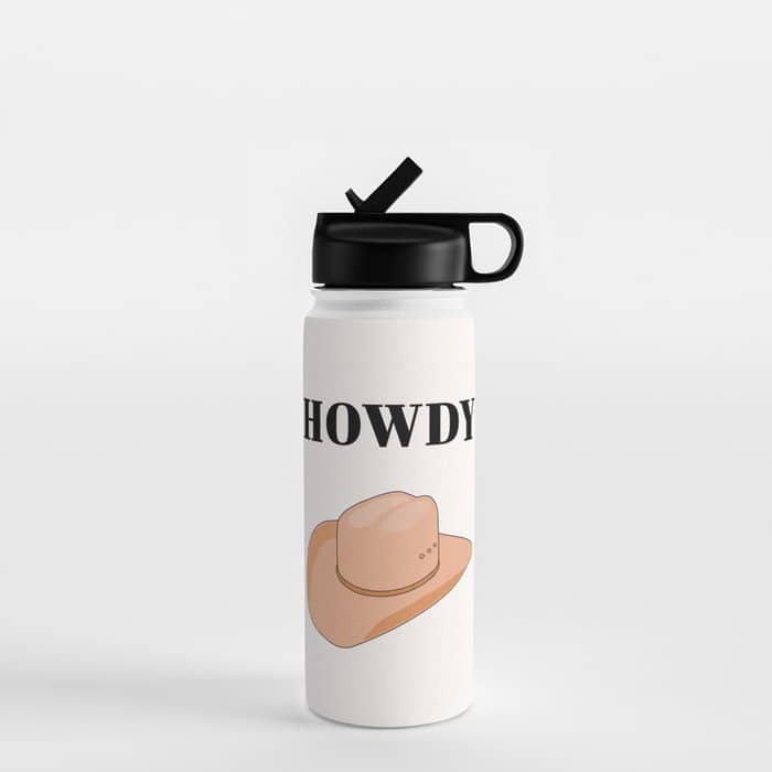 Howdy - Cowboy Hat Neutral Beige Water Bottle