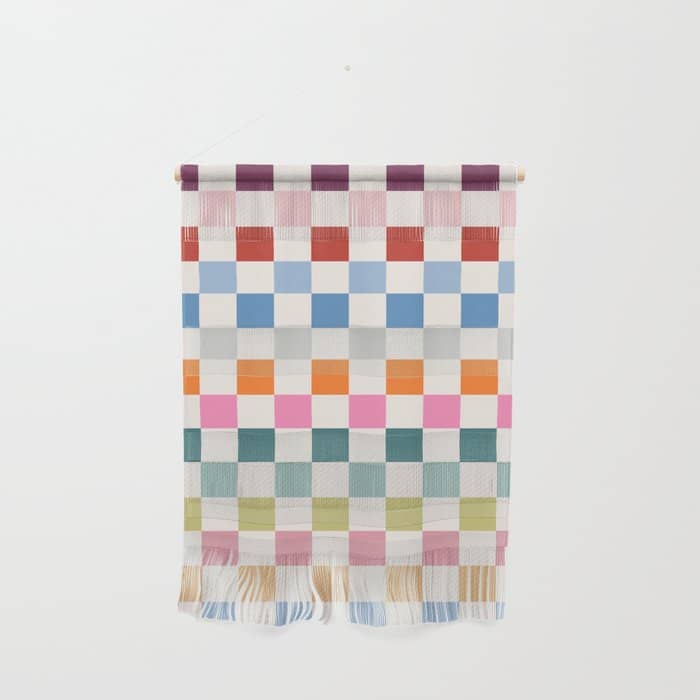 Checkered Retro Colorful Check Pattern Wall Hanging