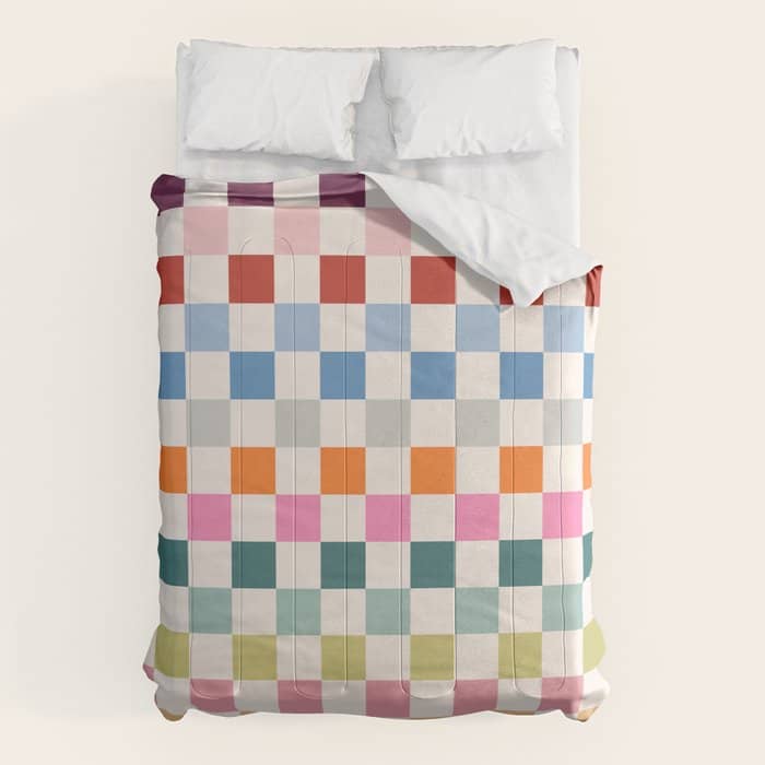 Checkered Retro Colorful Check Pattern Comforter