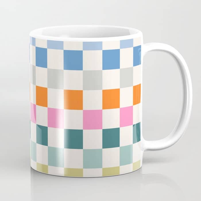 Checkered Retro Colorful Check Pattern Coffee Mug