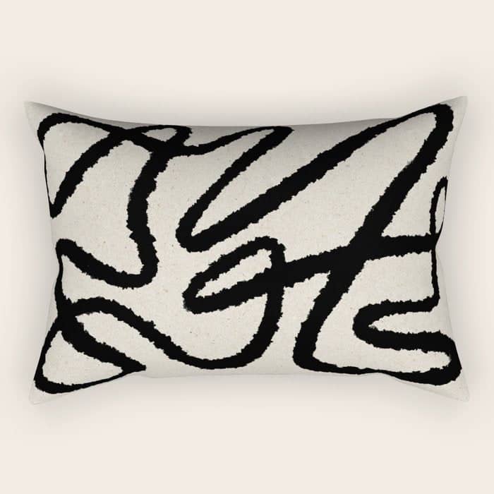 Line Art Abstract Black 1 Rectangular Pillow