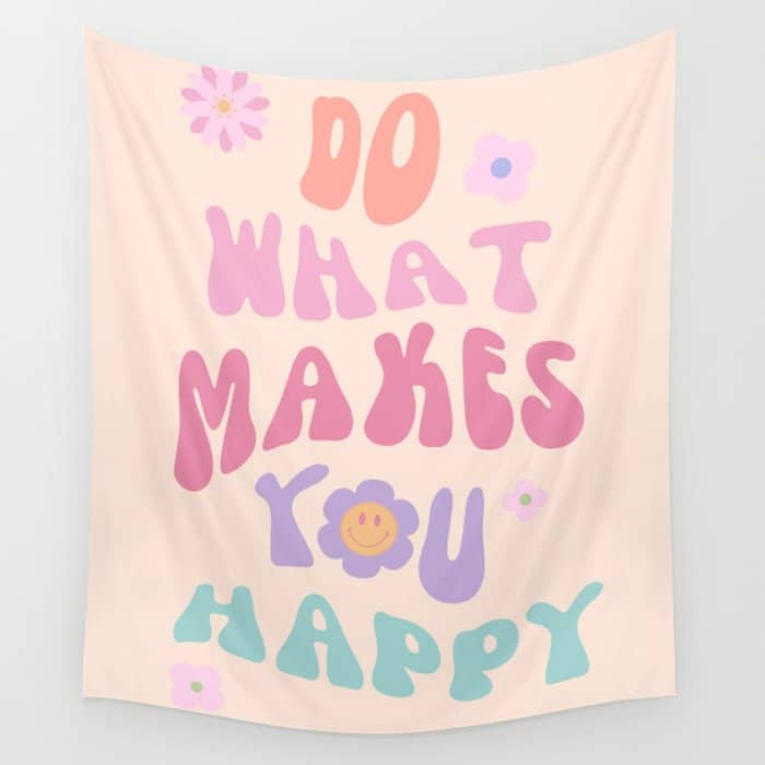 Danish Pastel Retro Inspirational Quote Wall Tapestry