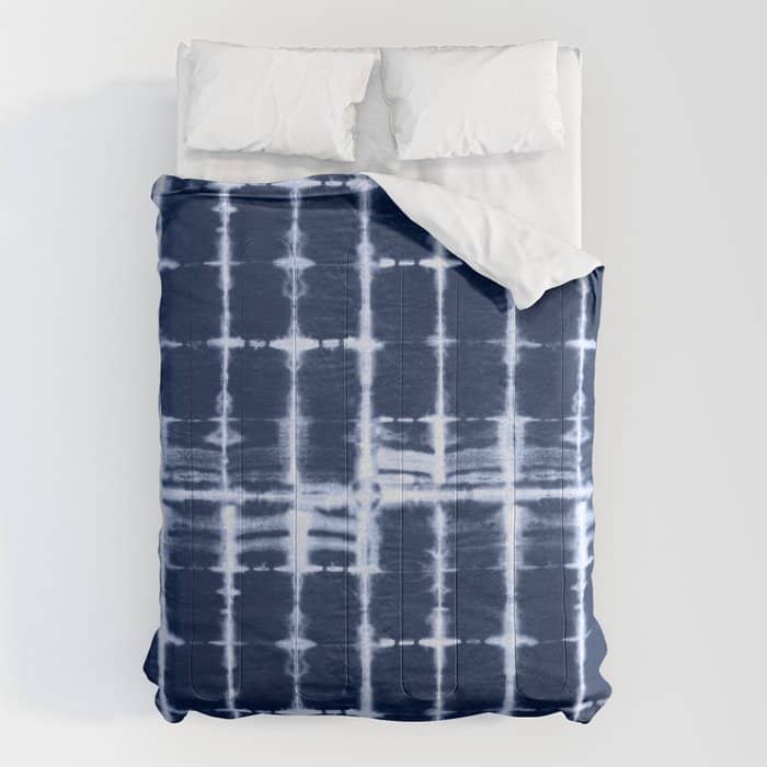 Shibori Itajime Indigo Square Pattern Comforter