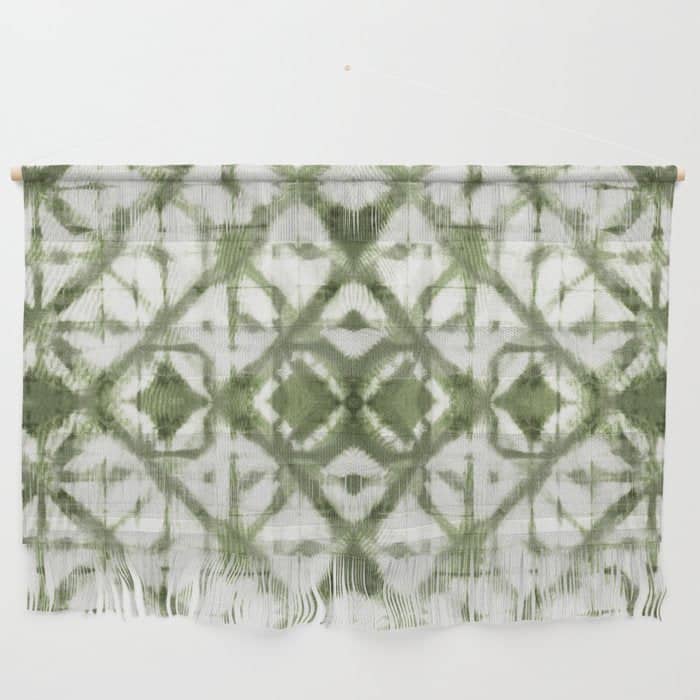 Shibori Olive Diamond Tie Dye Patetrn Wall Hanging