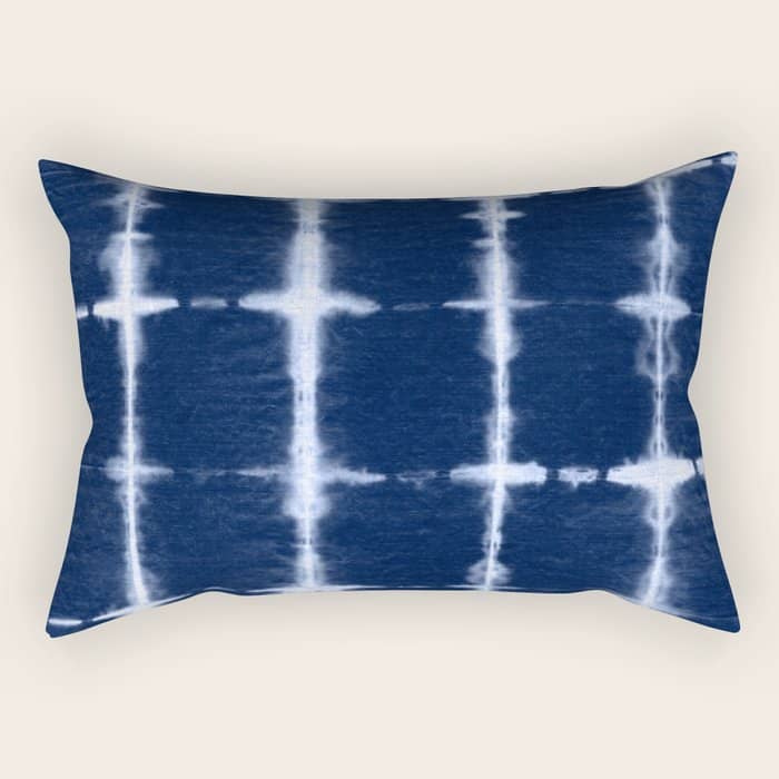 Shibori Itajime Indigo Square Pattern Rectangular Pillow