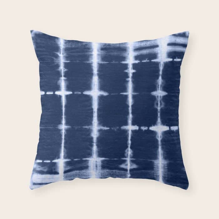 Shibori Itajime Indigo Square Pattern Throw Pillow