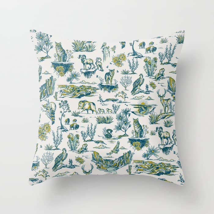 Grand Canyon National Park Wildlife Pattern Throw Pillow
