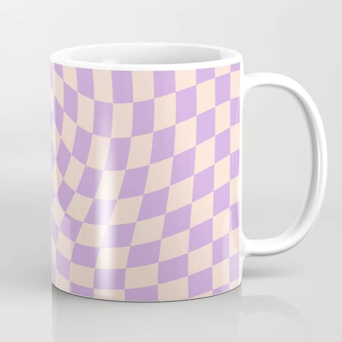 Check V - Lilac Twist â Checkerboard Print Coffee Mug