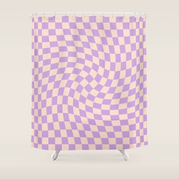 Check V - Lilac Twist â Checkerboard Print Shower Curtain