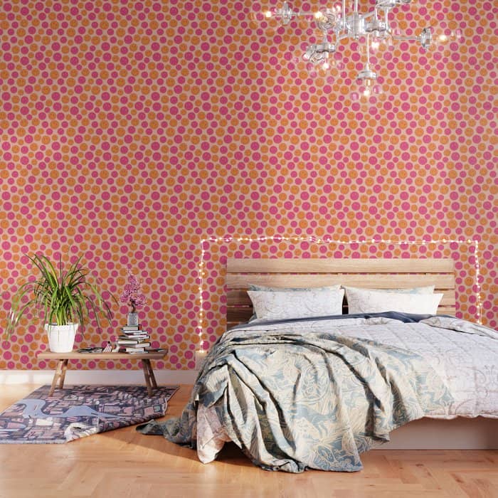 Retro Groovy Smiley Face Poster - Pink And Orange 90s Vibes Wallpaper
