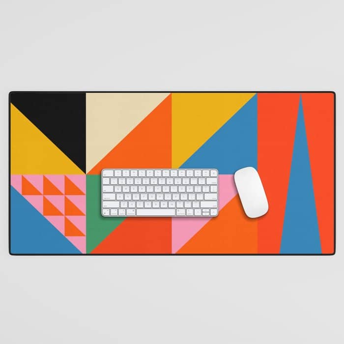Geometric Abstraction In Colorful Shapes   Desk Mat