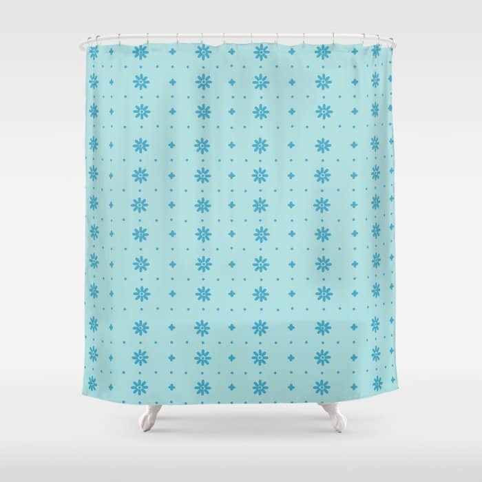 Christmas Snowflake Vector With Simple Modern Blue Stitches On Light Blue Pattern Shower Curtain