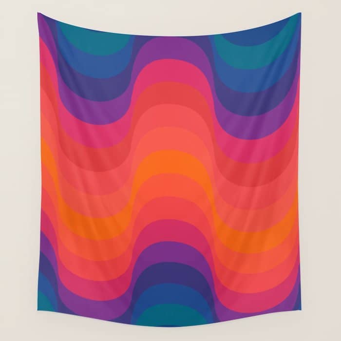 Retro Sacred Geometry | 80s Wavy Vibe Wall Tapestry