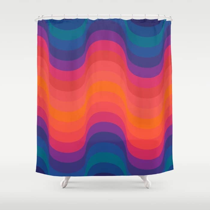 Retro Sacred Geometry | 80s Wavy Vibe Shower Curtain