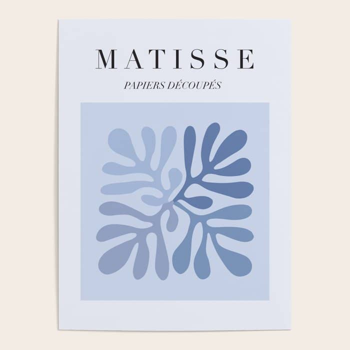 Blue Matisse Exhibition Poster - Light Blue Henri Matisse Cut Outs Vintage Poster Matisse Poster