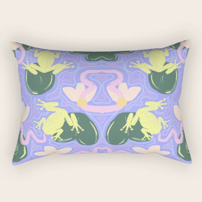 Feeling Froggy Periwinkle Blue Pattern Rectangular Pillow