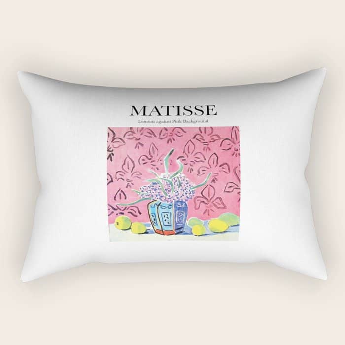 Lemons Against Pink Background By Henri Matisse - Artwork Design Rectangular Pillow