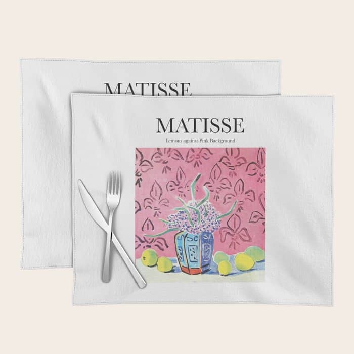 Lemons Against Pink Background By Henri Matisse - Artwork Design Placemat