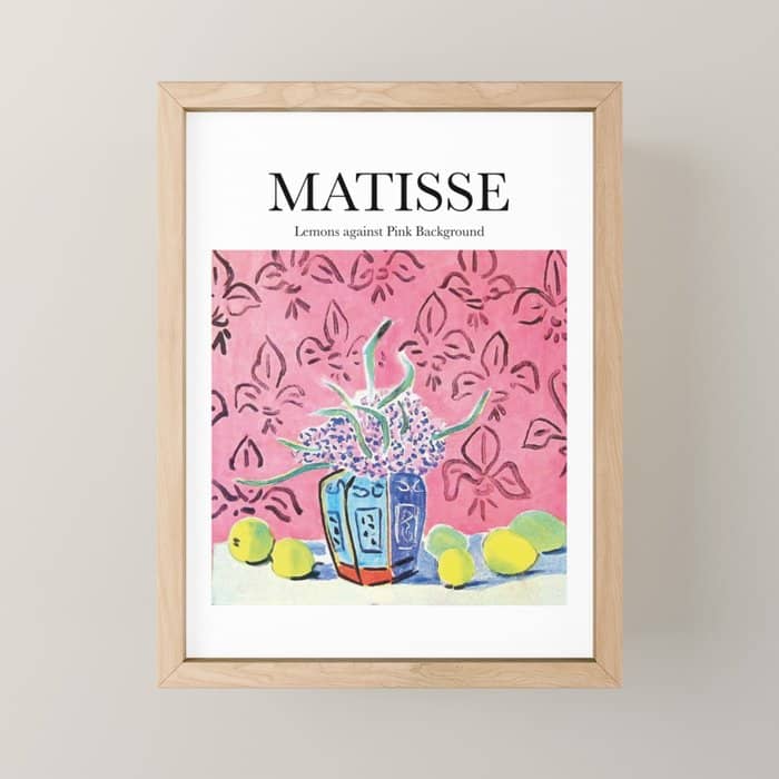 Lemons Against Pink Background By Henri Matisse - Artwork Design Mini Art Print