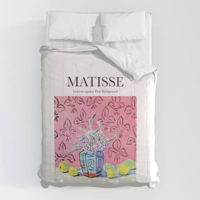 Lemons Against Pink Background By Henri Matisse - Artwork Design Comforter