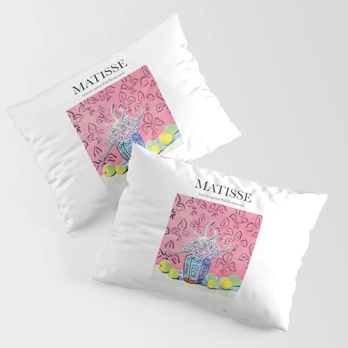 Lemons Against Pink Background By Henri Matisse - Artwork Design Pillow Sham