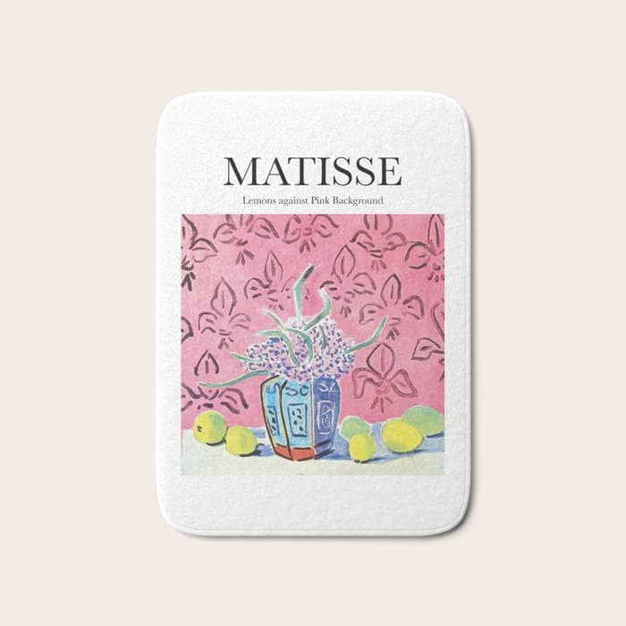Lemons Against Pink Background By Henri Matisse - Artwork Design Bath Mat