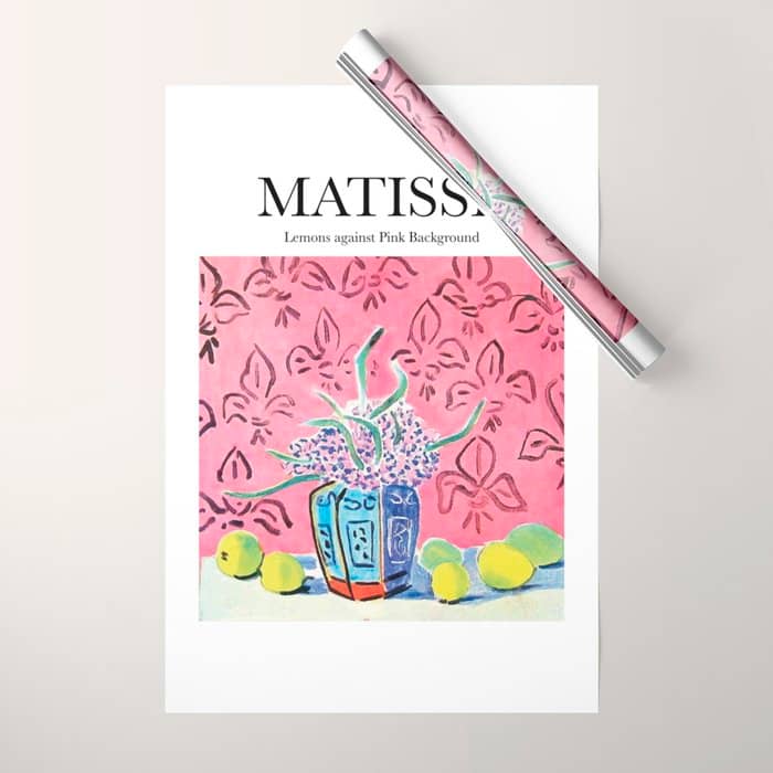 Lemons Against Pink Background By Henri Matisse - Artwork Design Wrapping Paper