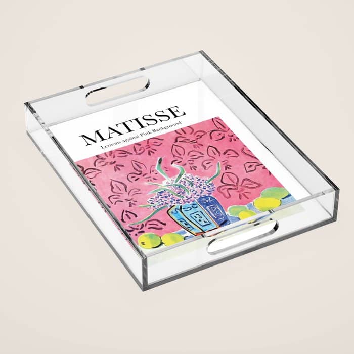 Lemons Against Pink Background By Henri Matisse - Artwork Design Acrylic Tray