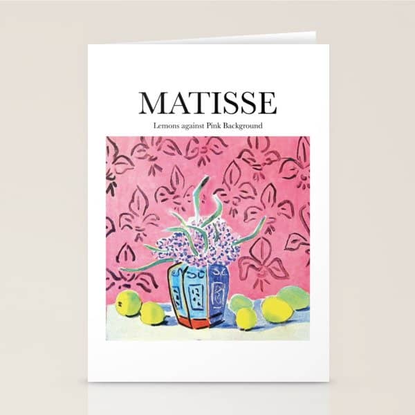 Lemons Against Pink Background By Henri Matisse - Artwork Design Stationery Card