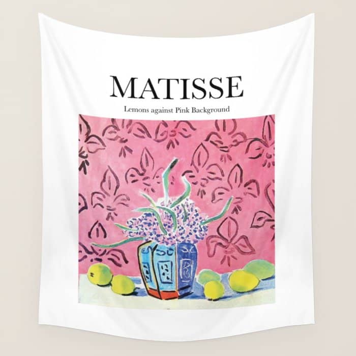 Lemons Against Pink Background By Henri Matisse - Artwork Design Wall Tapestry