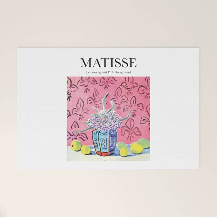 Lemons Against Pink Background By Henri Matisse - Artwork Design Welcome Mat