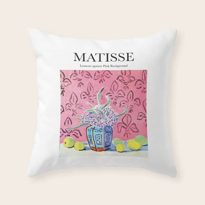 Lemons Against Pink Background By Henri Matisse - Artwork Design Throw Pillow