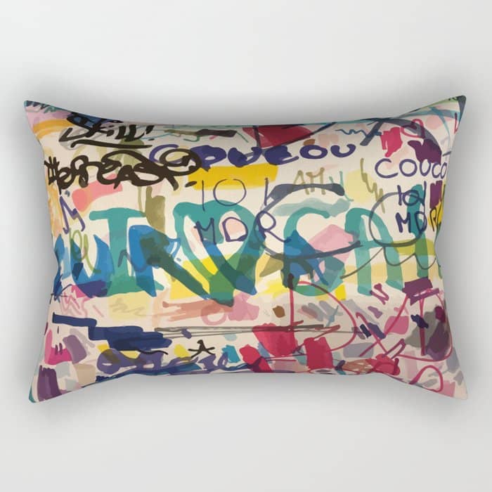 Urban Graffiti Paper Street Art Rectangular Pillow