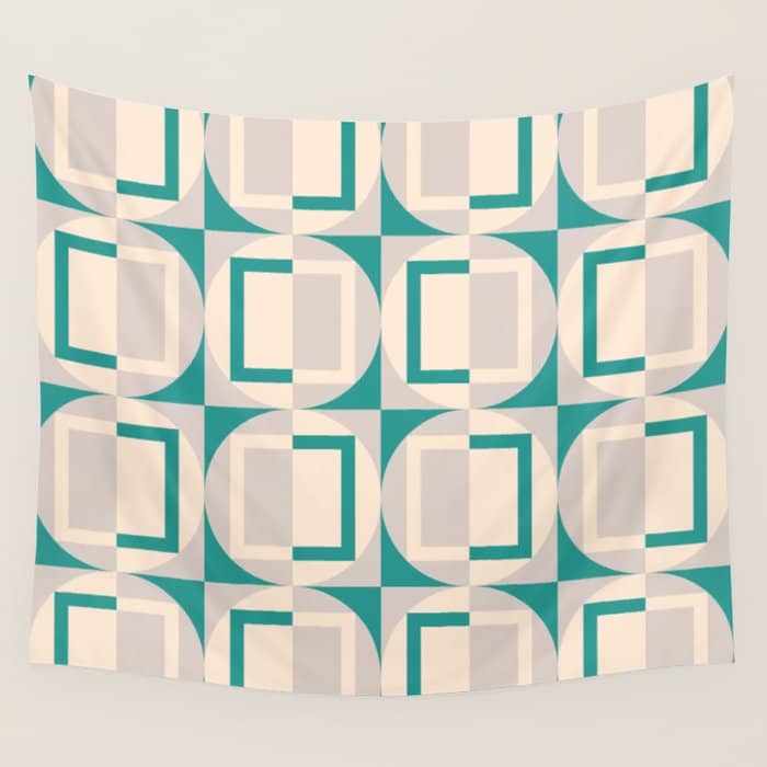 Mid Century Modern Geometric Fusion Wall Tapestry