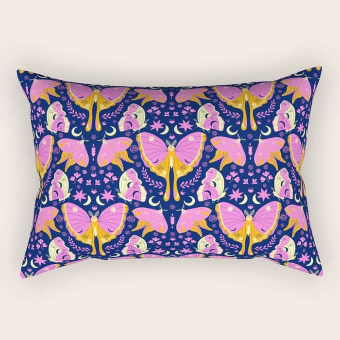 Purple Violet Luna Moths Rectangular Pillow